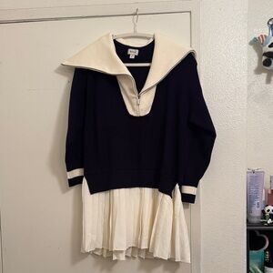 Maeve Navy and Cream Sweater Dress